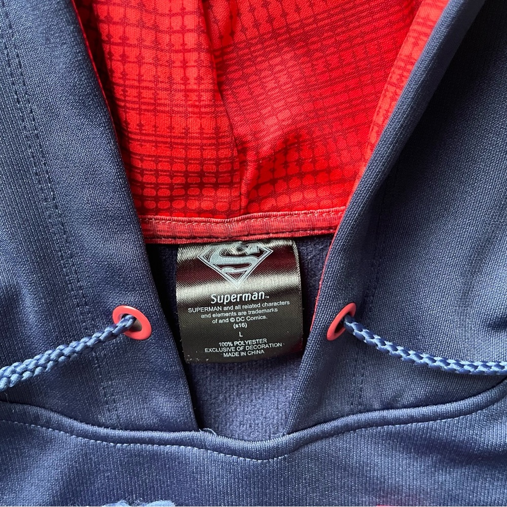 Superman Hoodie - Navy & Red - Size Large - Picture 12 of 14